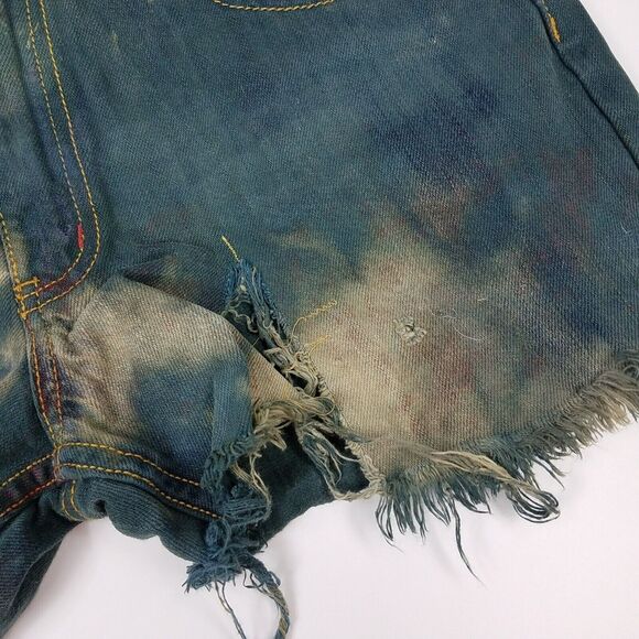 Freeworld Denim Shorts Cut Off Distressed Embroidered Acid Wash Size 30 - Picture 4 of 11